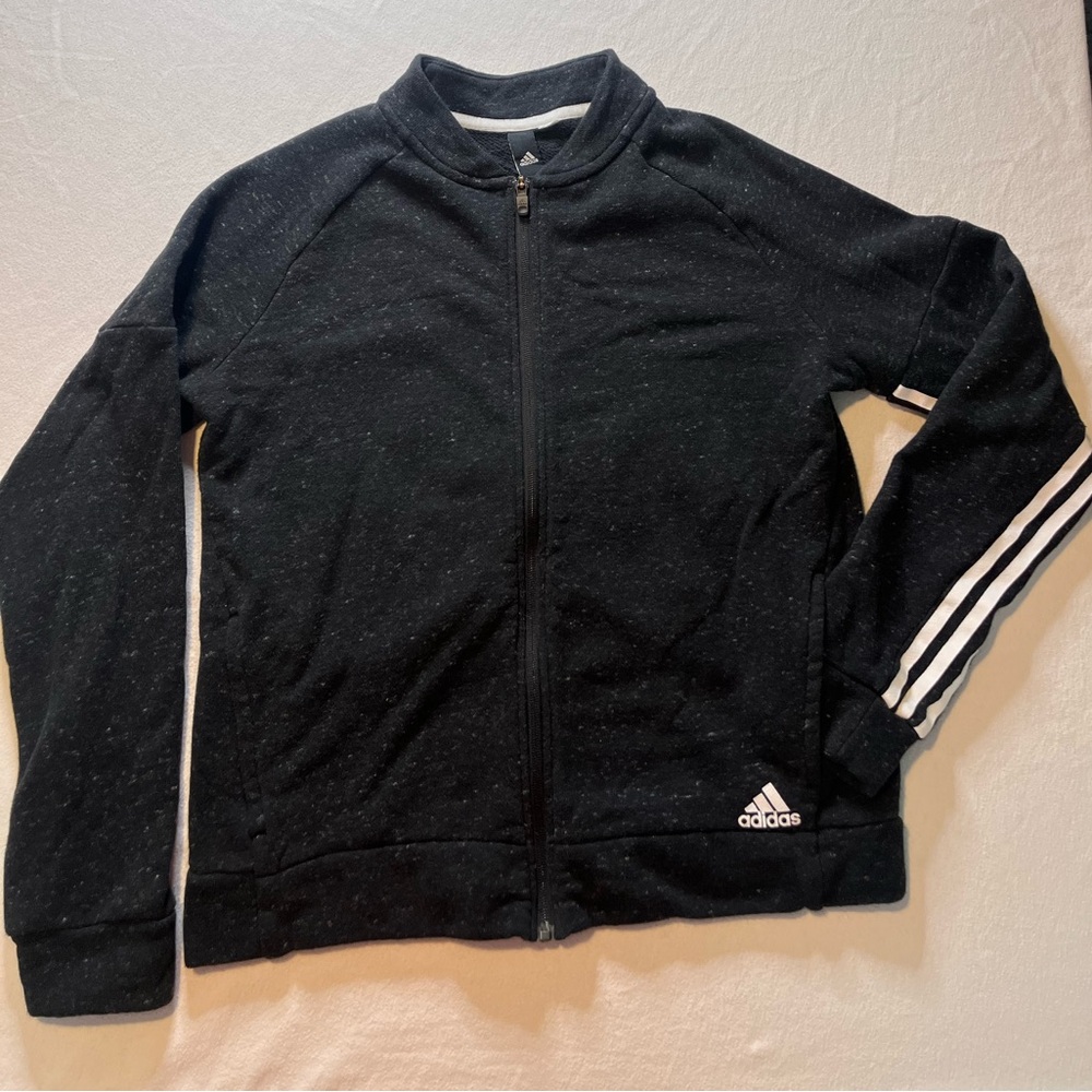 Adidas Youth Black‎ Track Jacket with White Stripes